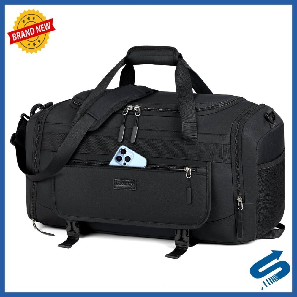 55L Waterproof Gym Duffel with Shoe Compartment, Wet Pocket, Travel Bag